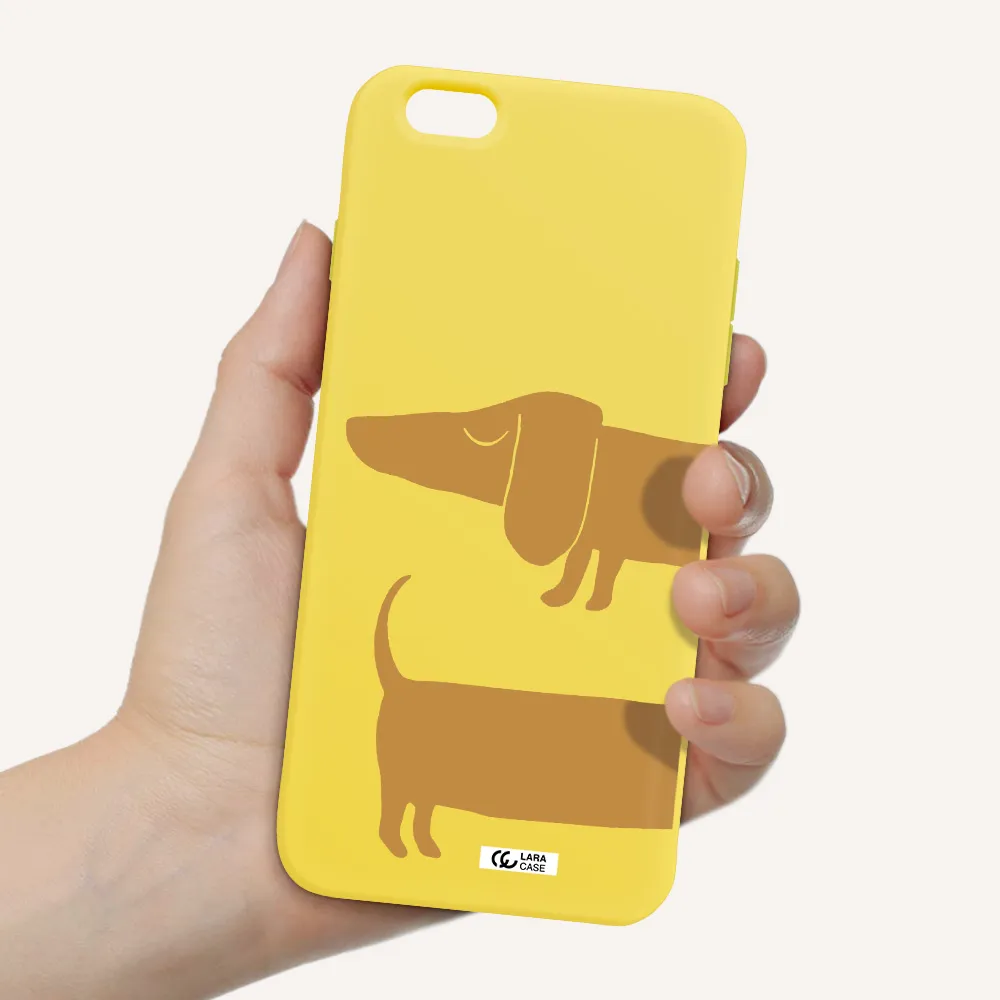 Dachshund Apple iPhone 6 s plus Silicone canary yellow Case