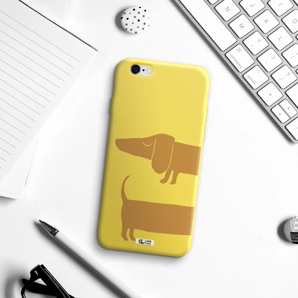 Dachshund Apple iPhone 6 Silicone canary yellow Case