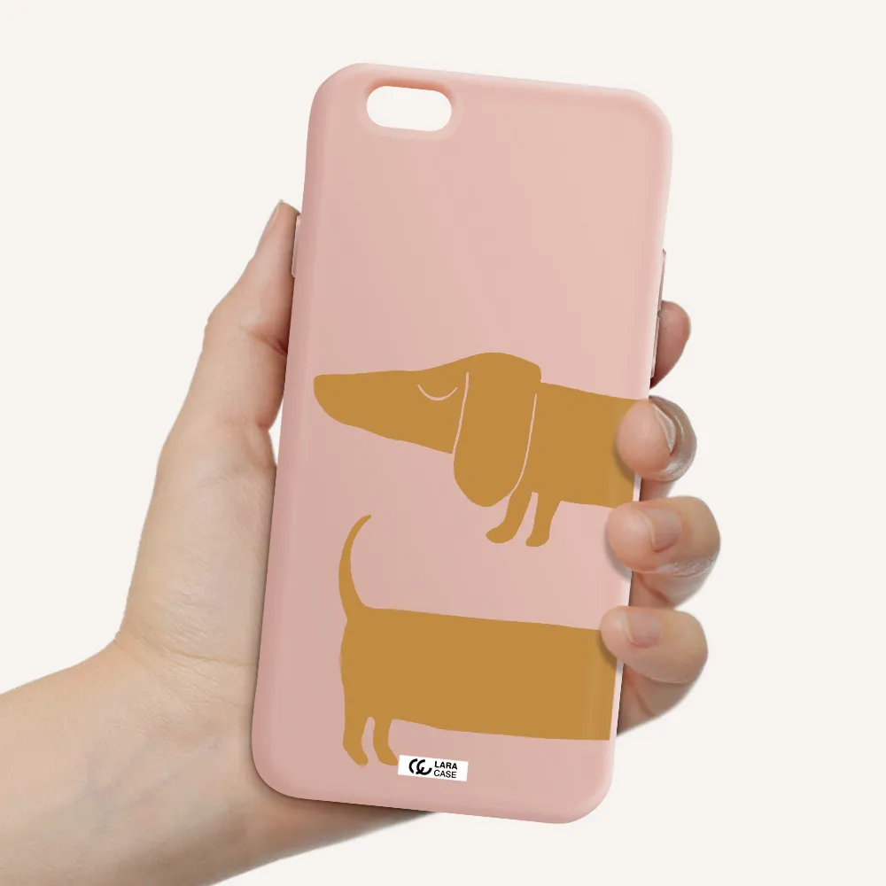 Dachshund Apple iPhone 6 Silicone pastel pink Case