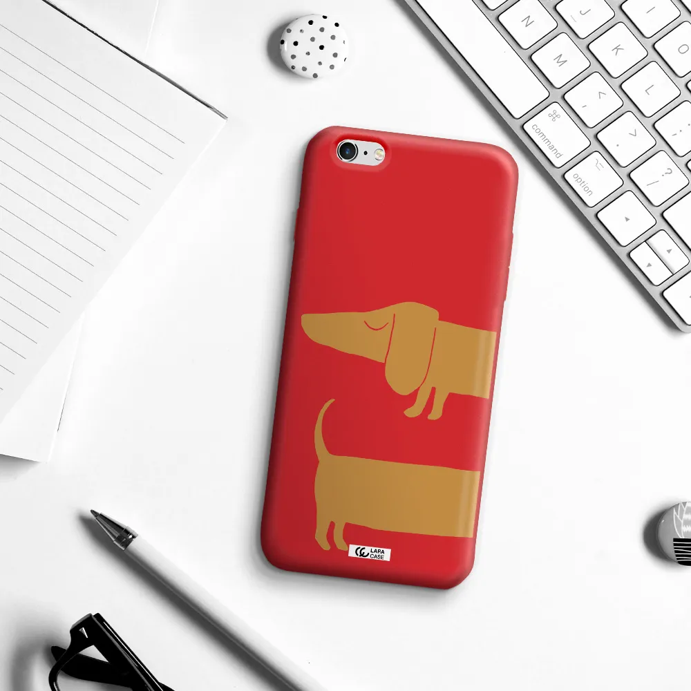 Dachshund Apple iPhone 6S Silicone Imperial Red Case