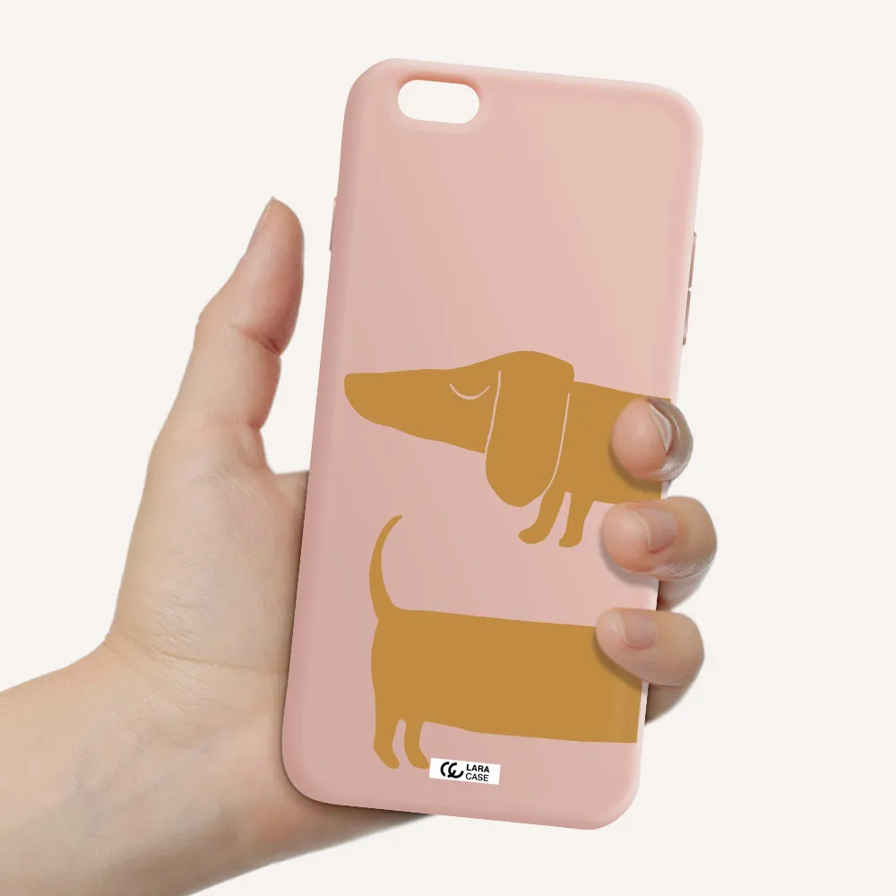 Dachshund Apple iPhone 6S Silicone pastel pink Case