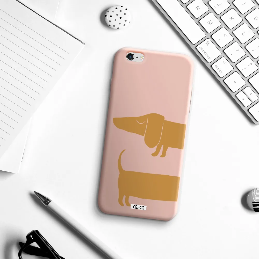 Dachshund Apple iPhone 6S Silicone pastel pink Case
