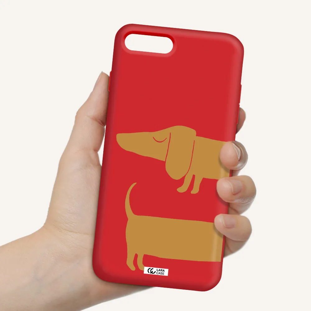 Dachshund Apple iPhone 7 plus Silicone Imperial Red Case