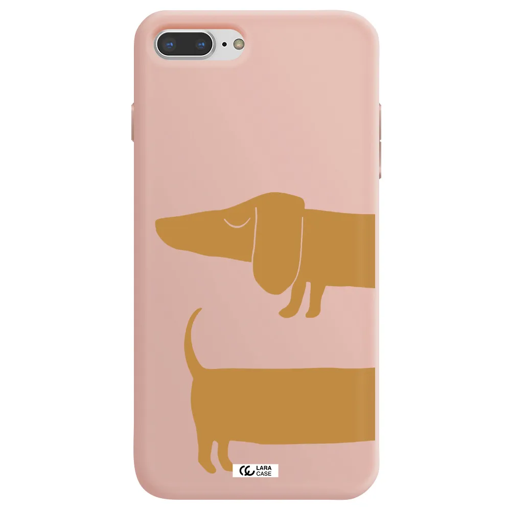 Dachshund Apple iPhone 7 plus Silicone pastel pink Case