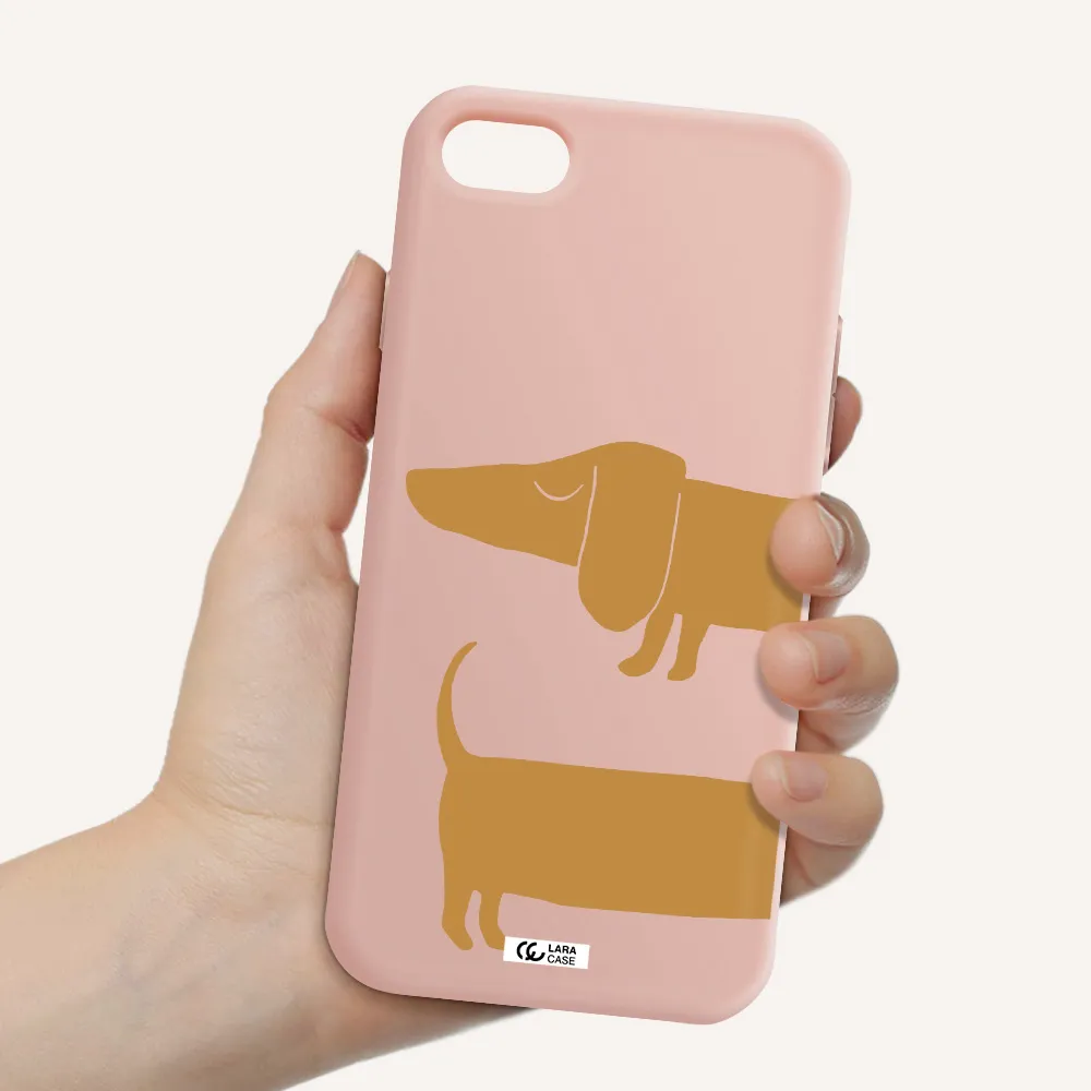 Dachshund Apple iPhone 7 Silicone pastel pink Case