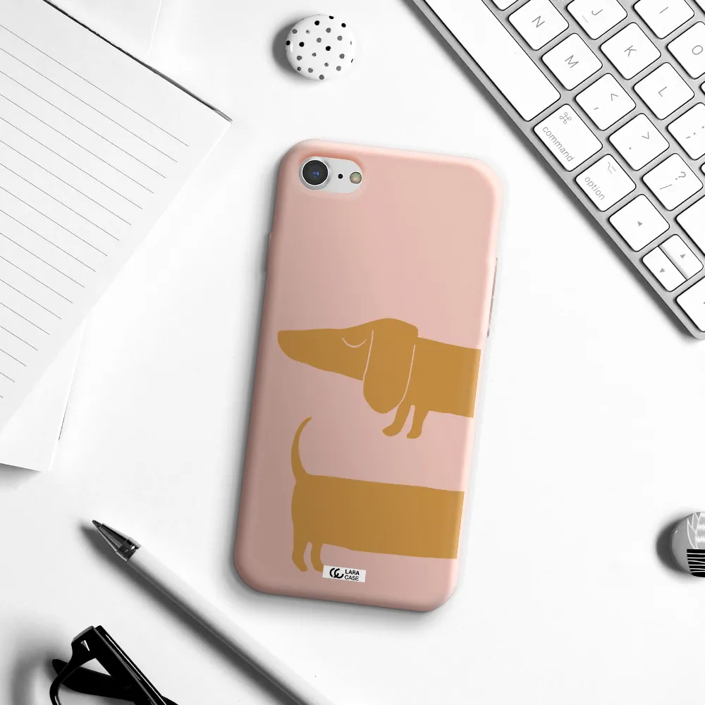 Dachshund Apple iPhone 7 Silicone pastel pink Case