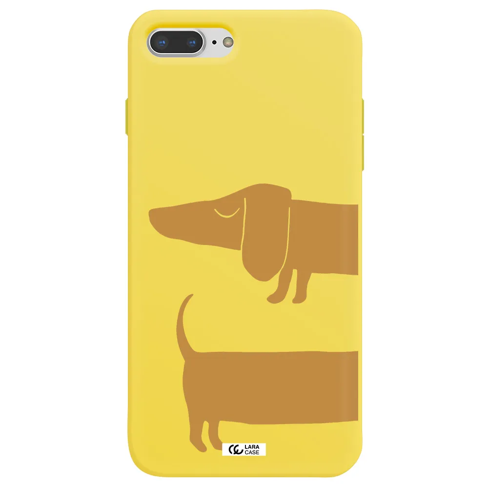 Dachshund Apple iPhone 8 plus Silicone canary yellow Case