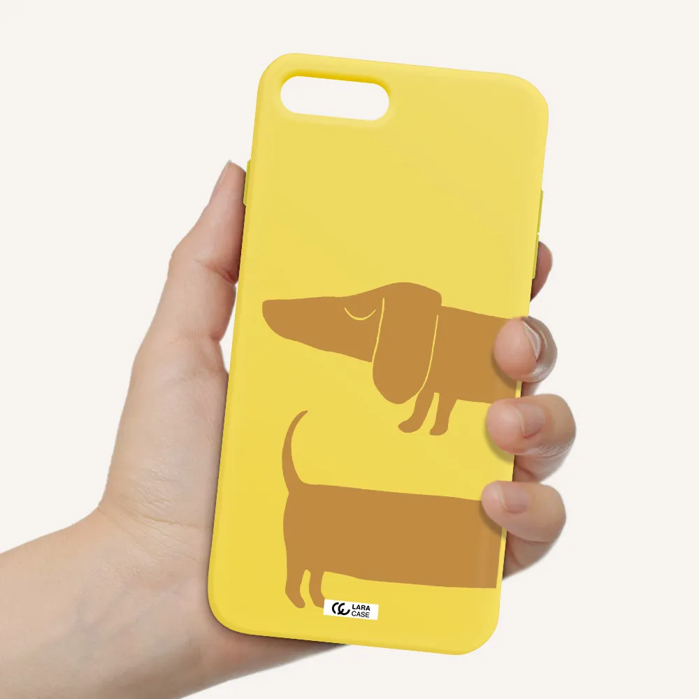 Dachshund Apple iPhone 8 plus Silicone canary yellow Case