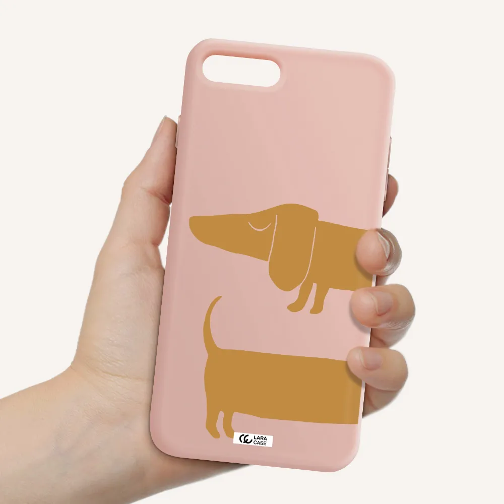 Dachshund Apple iPhone 8 plus Silicone pastel pink Case