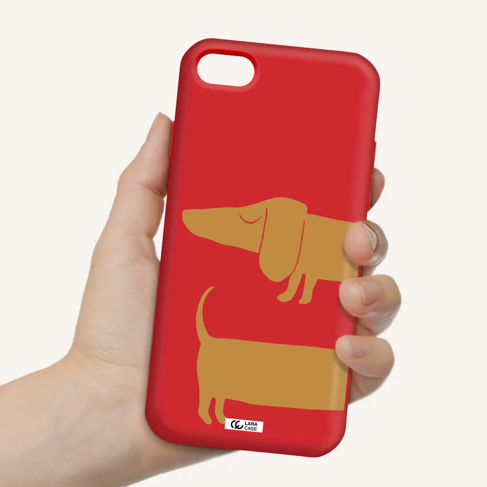 Dachshund Apple iPhone 8 Silicone Imperial Red Case