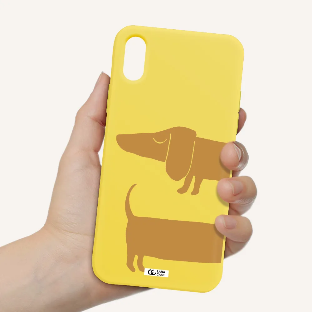 Dachshund Apple iPhone X Silicone canary yellow Case