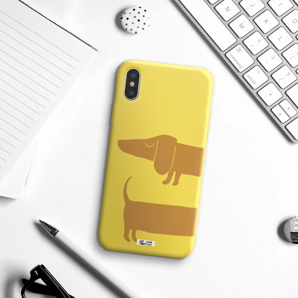 Dachshund Apple iPhone X Silicone canary yellow Case