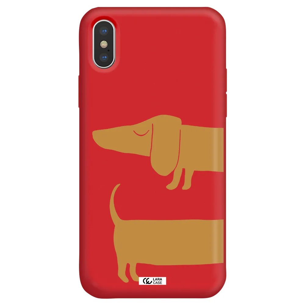 Dachshund Apple iPhone X Silicone Imperial Red Case