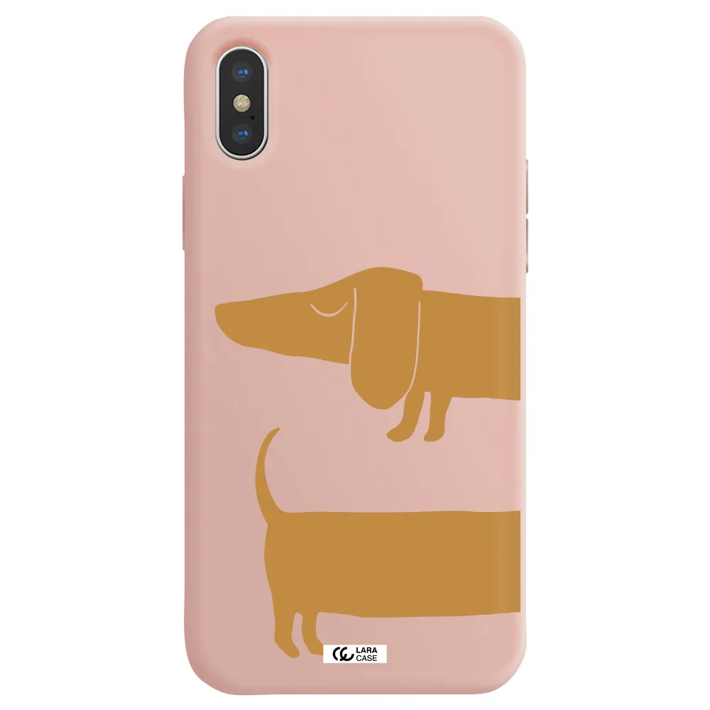 Dachshund Apple iPhone X Silicone pastel pink Case