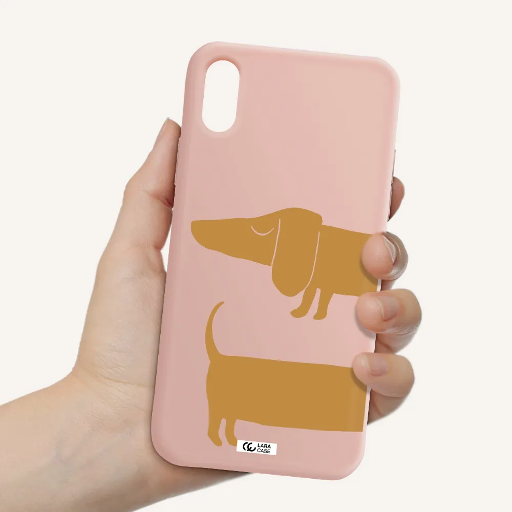 Dachshund Apple iPhone X Silicone pastel pink Case