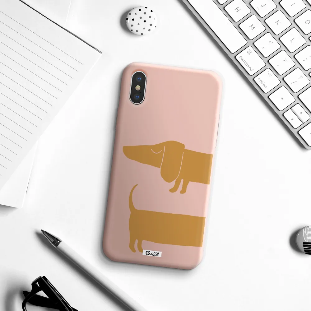Dachshund Apple iPhone X Silicone pastel pink Case
