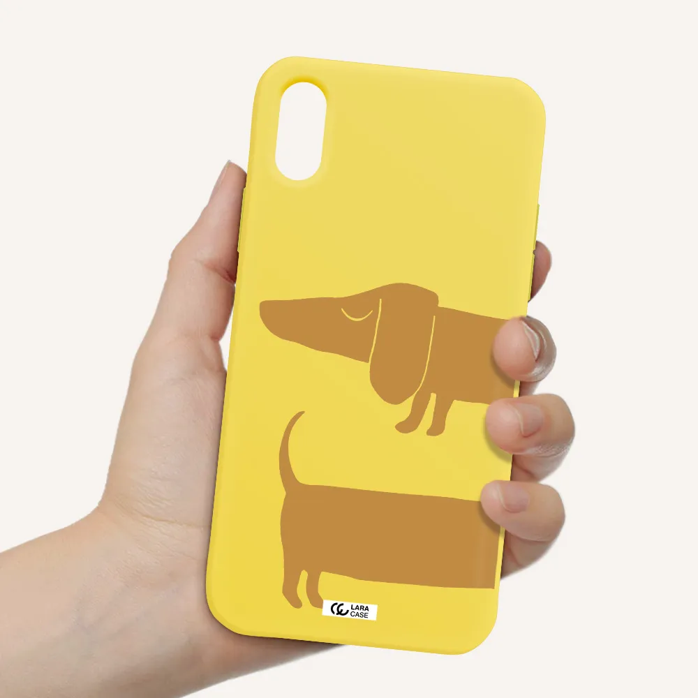 Dachshund Apple iPhone XS Silicone canary yellow Case