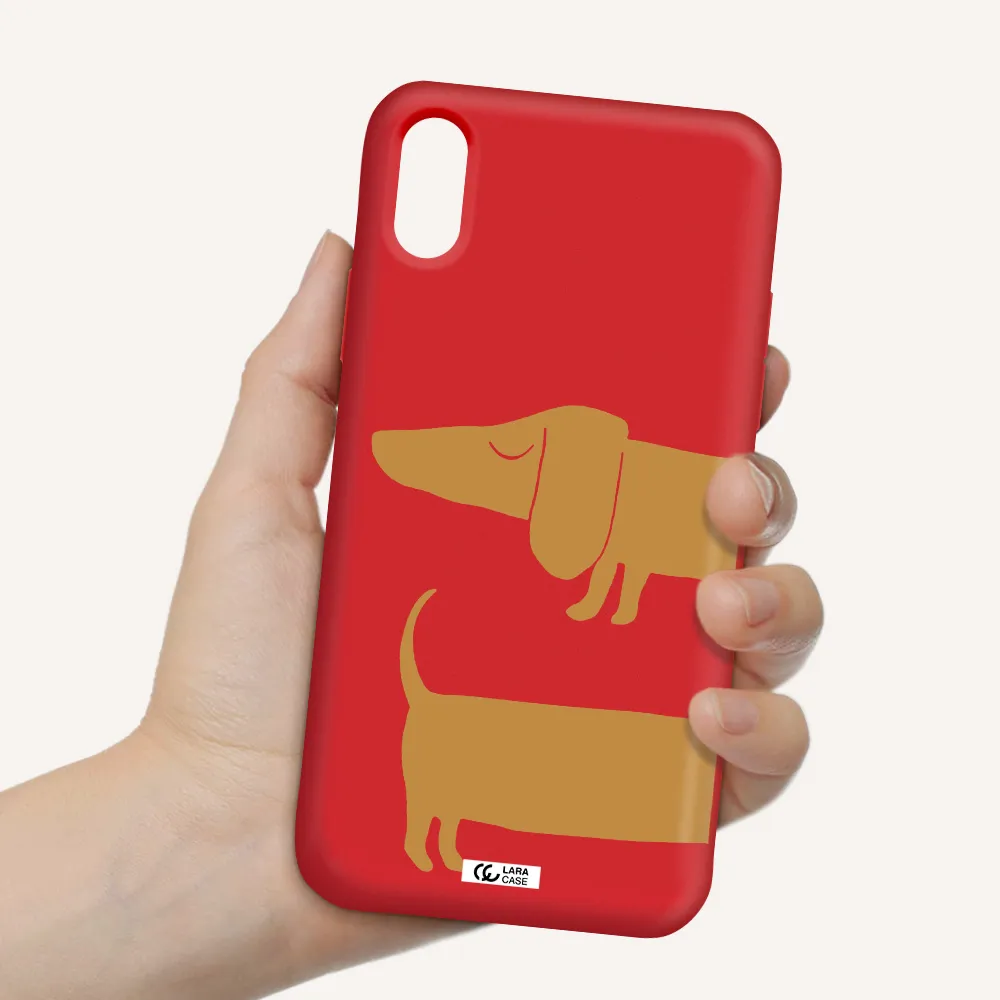 Dachshund Apple iPhone XS Silicone Imperial Red Case