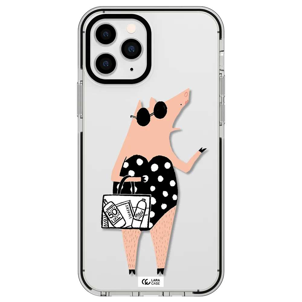 Lady Pig Apple iPhone 11 pro max impact black border Case