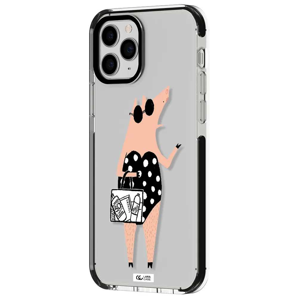 Lady Pig Apple iPhone 11 pro max impact black border Case