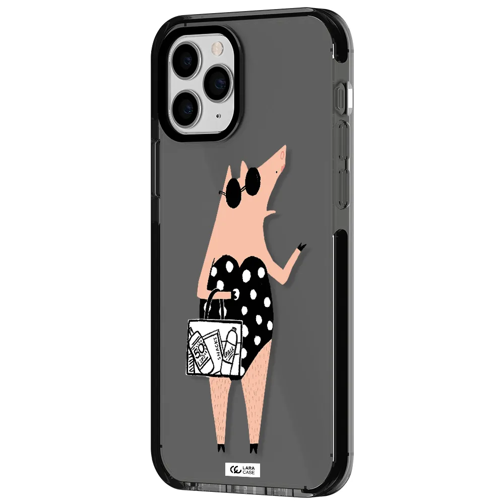 Lady Pig Apple iPhone 11 pro max impact Smoke Black Case