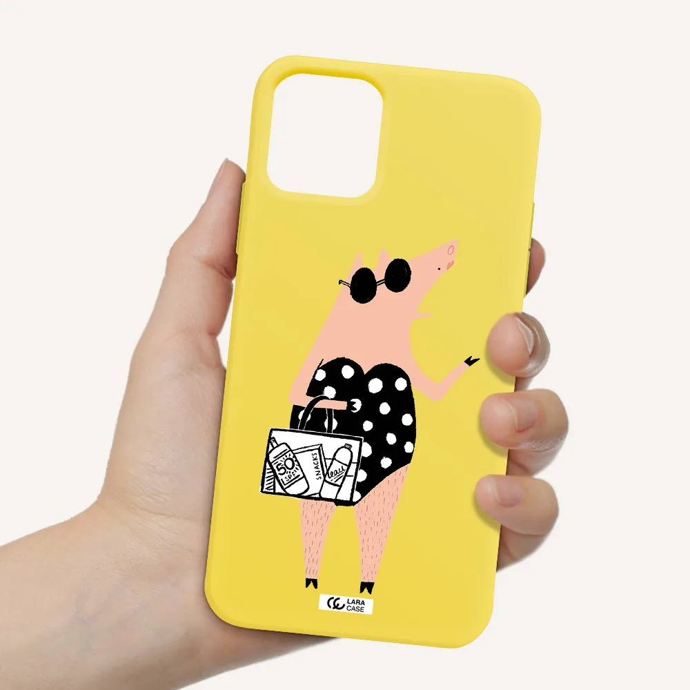 Lady Pig Apple iPhone 11 pro max Silicone canary yellow Case