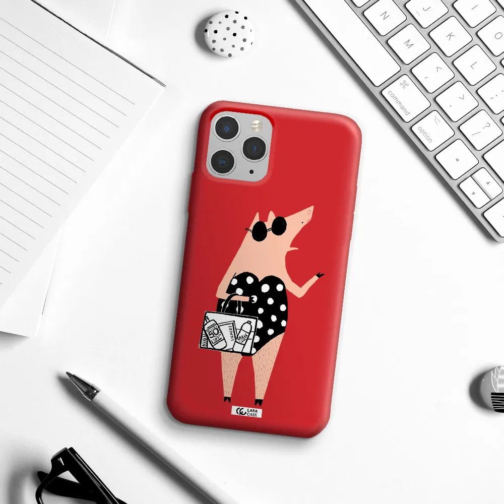 Lady Pig Apple iPhone 11 pro max Silicone Imperial Red Case