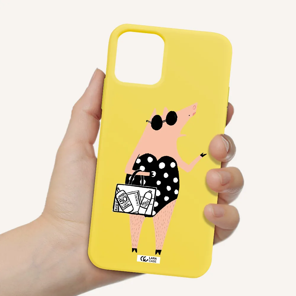 Lady Pig Apple iPhone 11 pro Silicone canary yellow Case