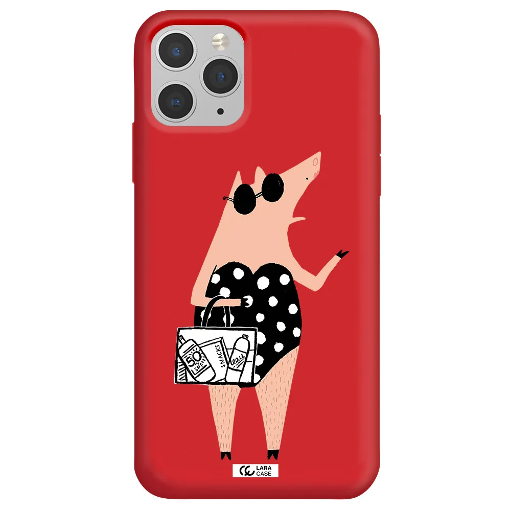 Lady Pig Apple iPhone 11 pro Silicone Imperial Red Case