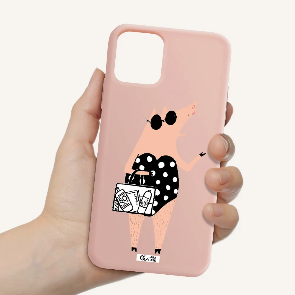 Lady Pig Apple iPhone 11 pro Silicone pastel pink Case