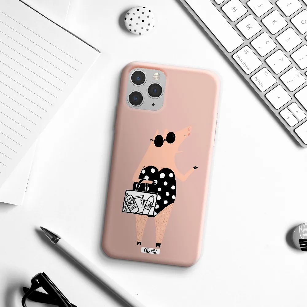 Lady Pig Apple iPhone 11 pro Silicone pastel pink Case