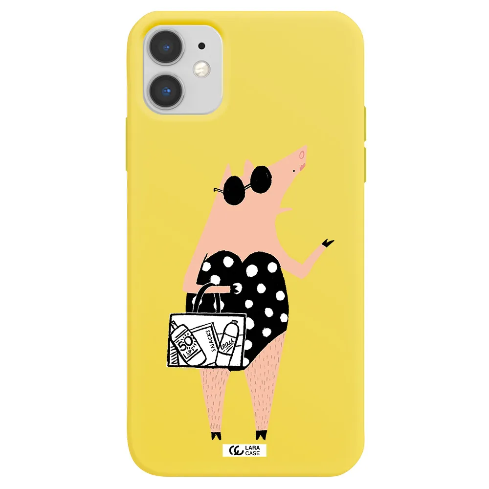 Lady Pig Apple iPhone 11 Silicone canary yellow Case