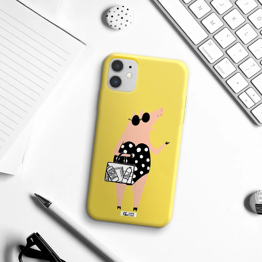 Lady Pig Apple iPhone 11 Silicone canary yellow Case