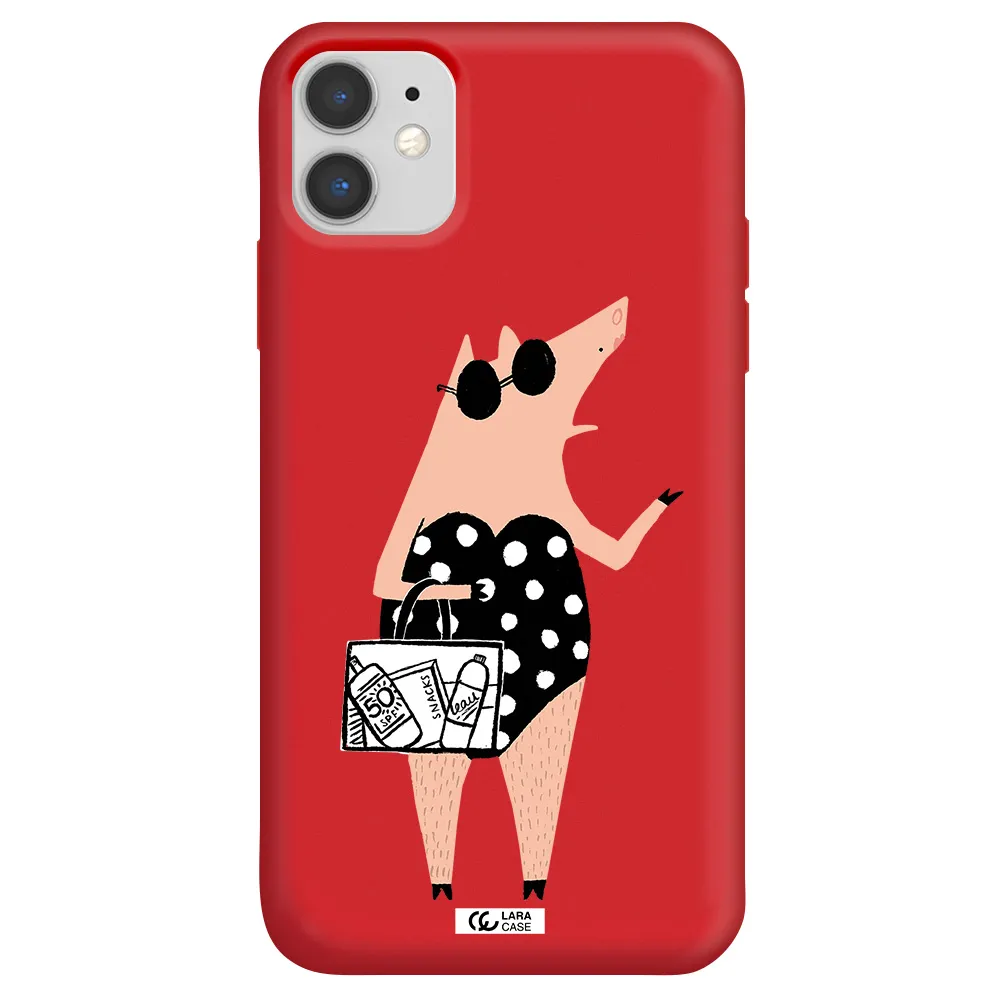 Lady Pig Apple iPhone 11 Silicone Imperial Red Case