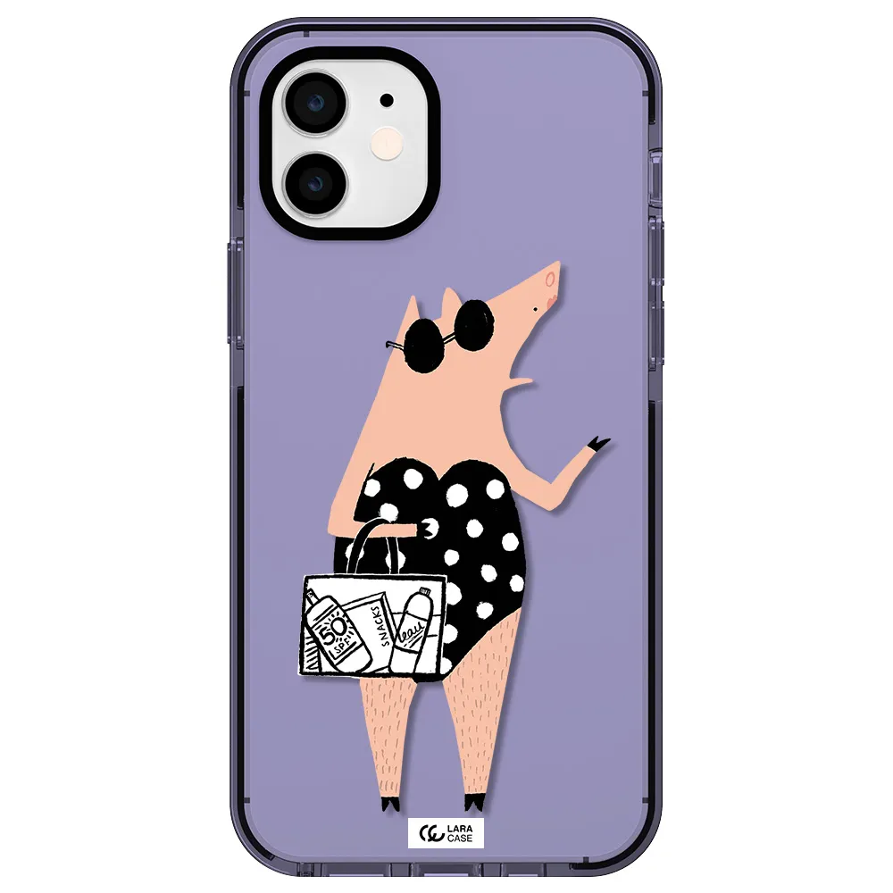 Lady Pig Apple iPhone 12 impact Lilac Case