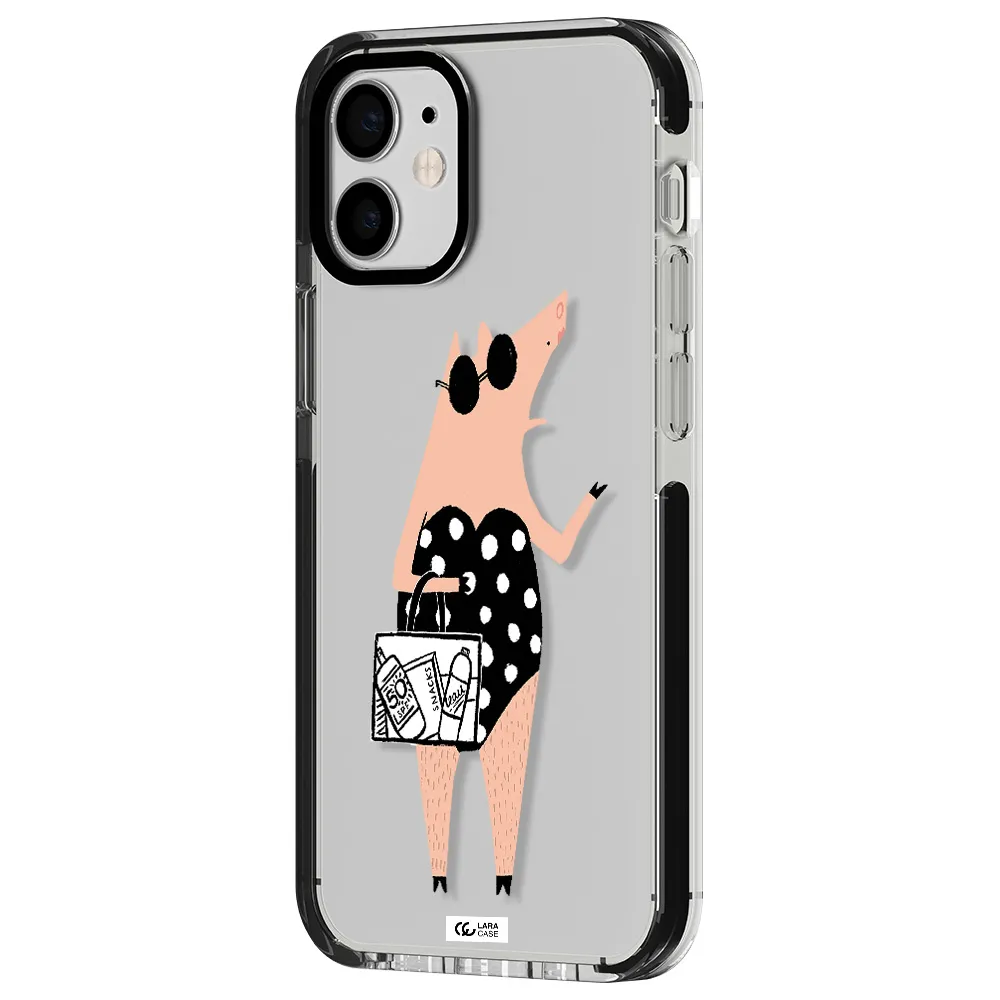 Lady Pig Apple iPhone 12 mini impact black border Case