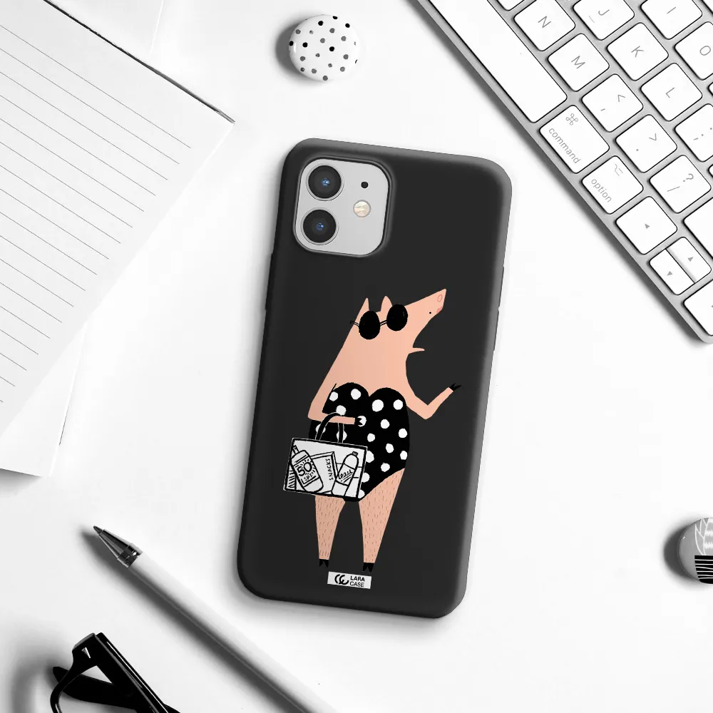 Lady Pig Apple iPhone 12 mini Silicone black Case