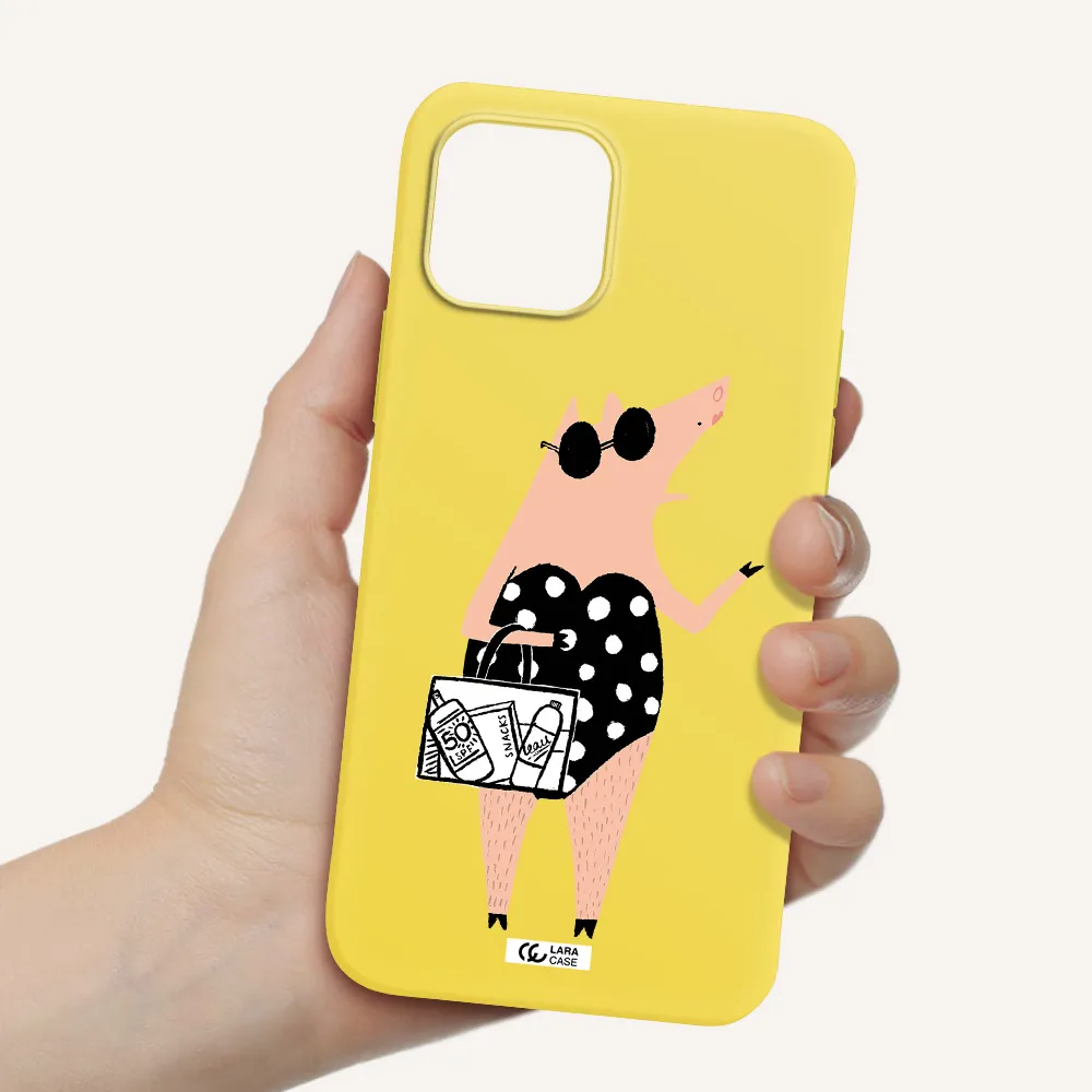 Lady Pig Apple iPhone 12 mini Silicone canary yellow Case