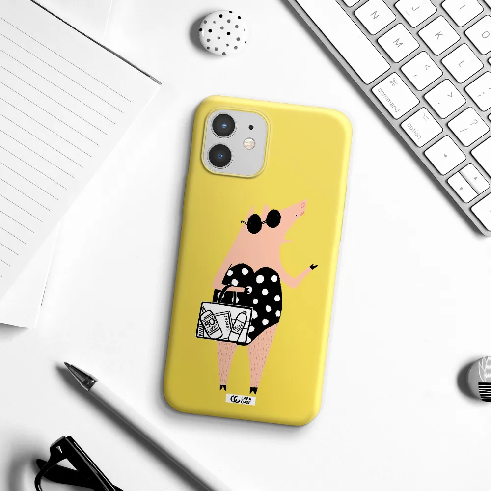Lady Pig Apple iPhone 12 mini Silicone canary yellow Case