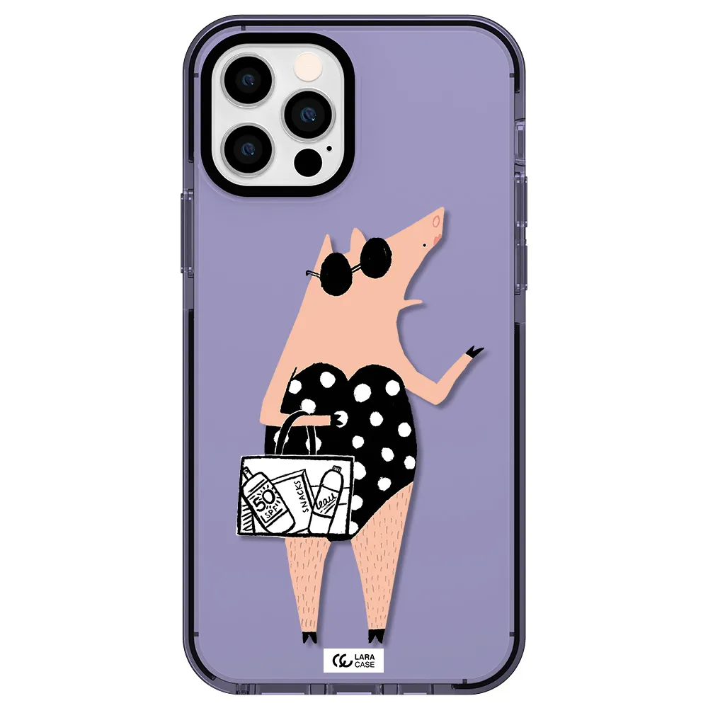Lady Pig Apple iPhone 12 pro impact Lilac Case