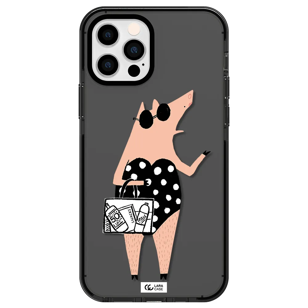 Lady Pig Apple iPhone 12 pro impact Smoke Black Case