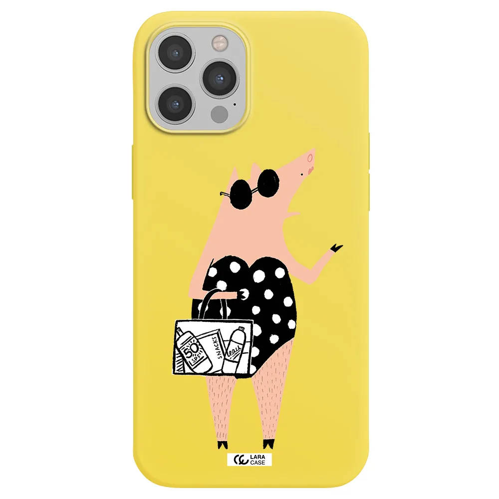 Lady Pig Apple iPhone 12 pro max Silicone canary yellow Case
