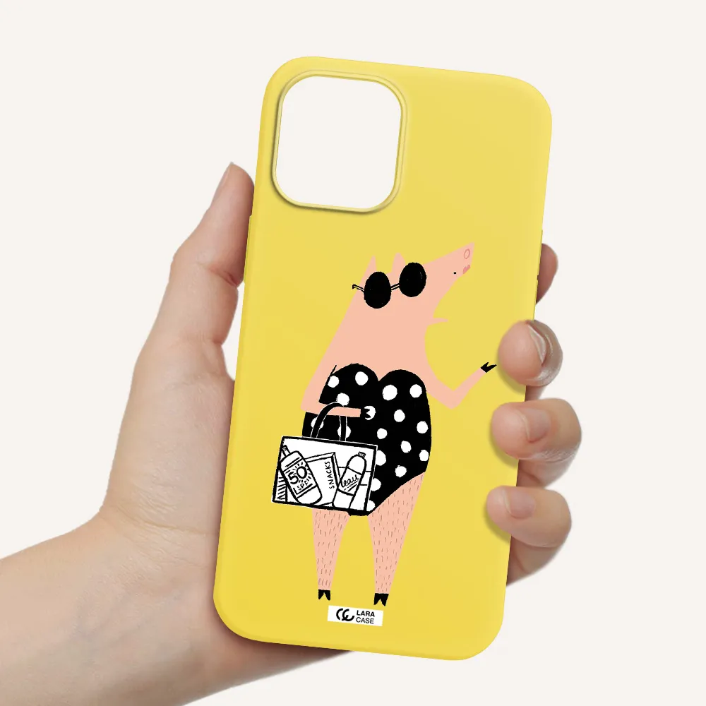 Lady Pig Apple iPhone 12 pro max Silicone canary yellow Case