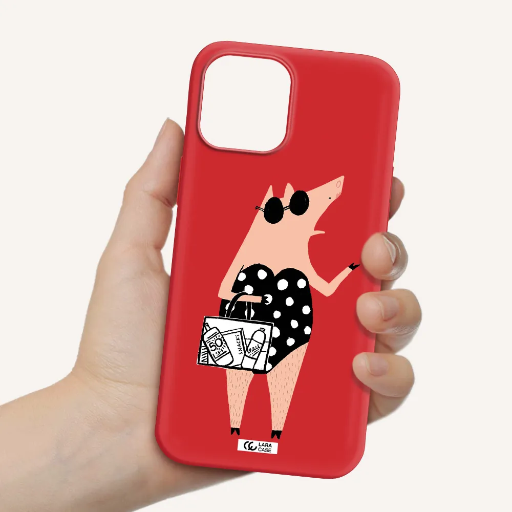 Lady Pig Apple iPhone 12 pro max Silicone Imperial Red Case