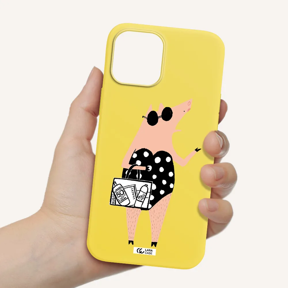Lady Pig Apple iPhone 12 pro Silicone canary yellow Case