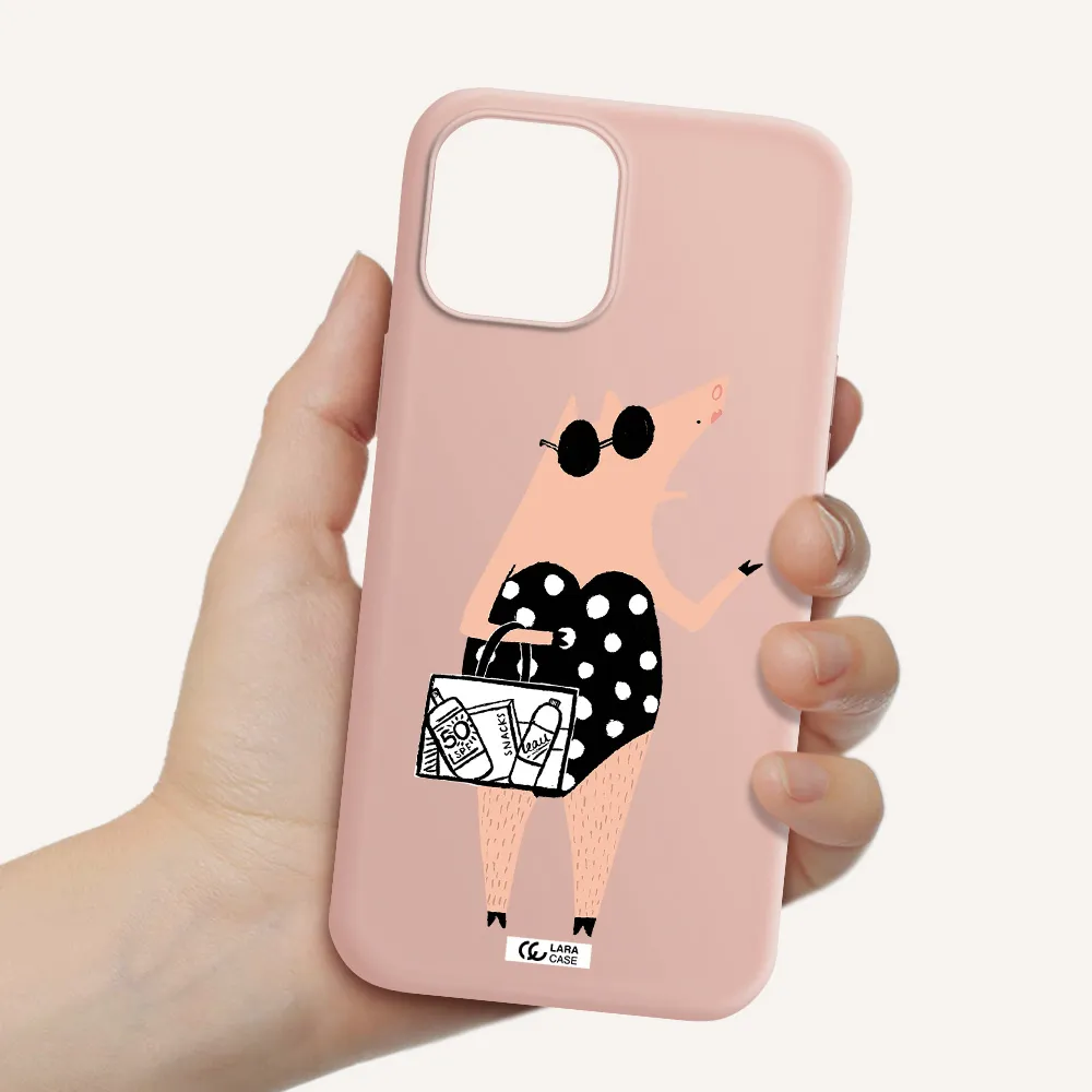 Lady Pig Apple iPhone 12 pro Silicone pastel pink Case