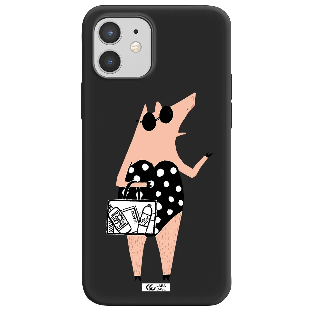 Lady Pig Apple iPhone 12 Silicone black Case