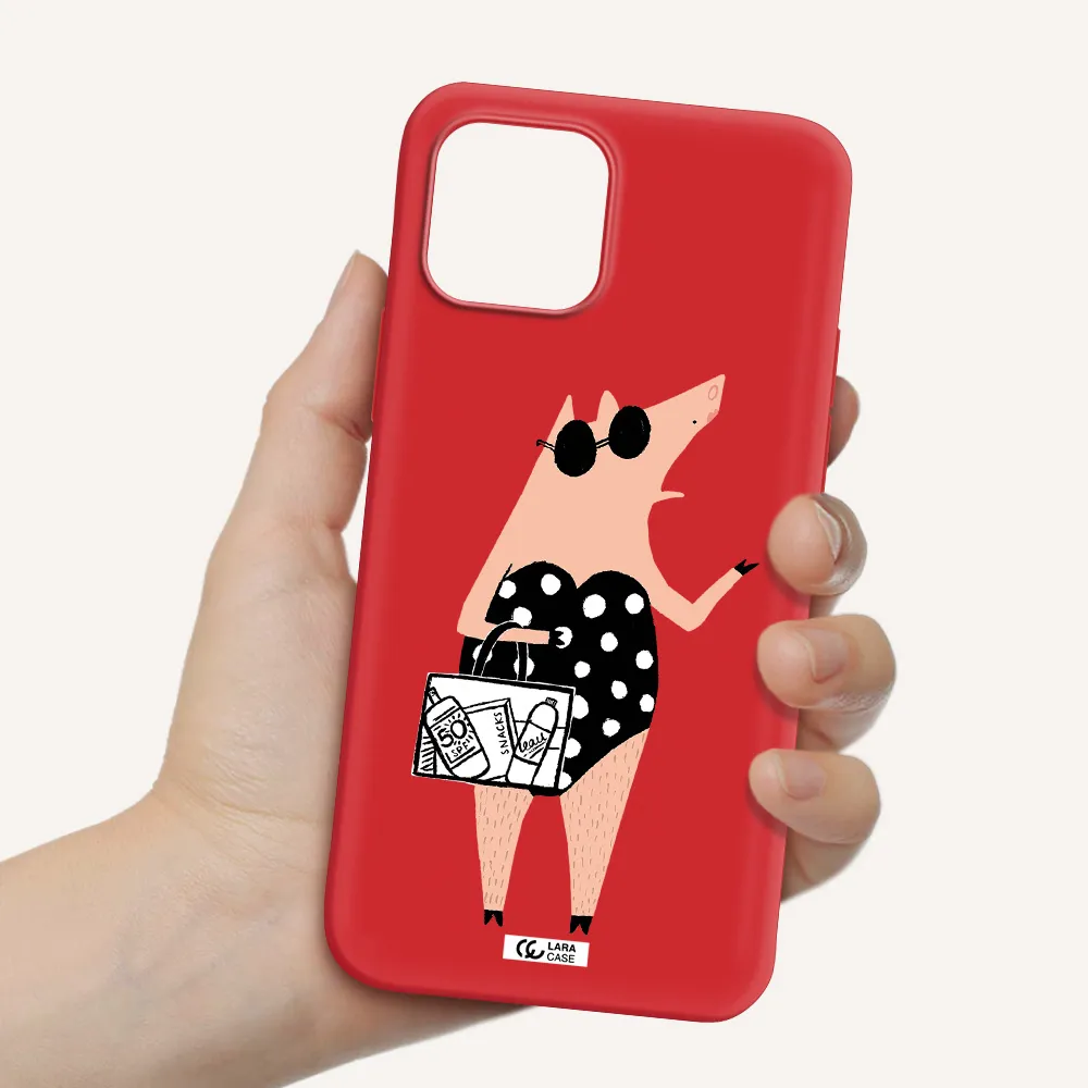 Lady Pig Apple iPhone 12 Silicone Imperial Red Case