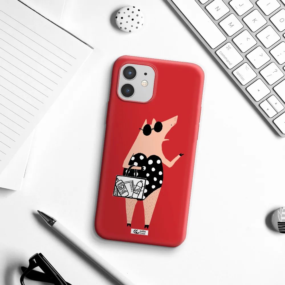 Lady Pig Apple iPhone 12 Silicone Imperial Red Case
