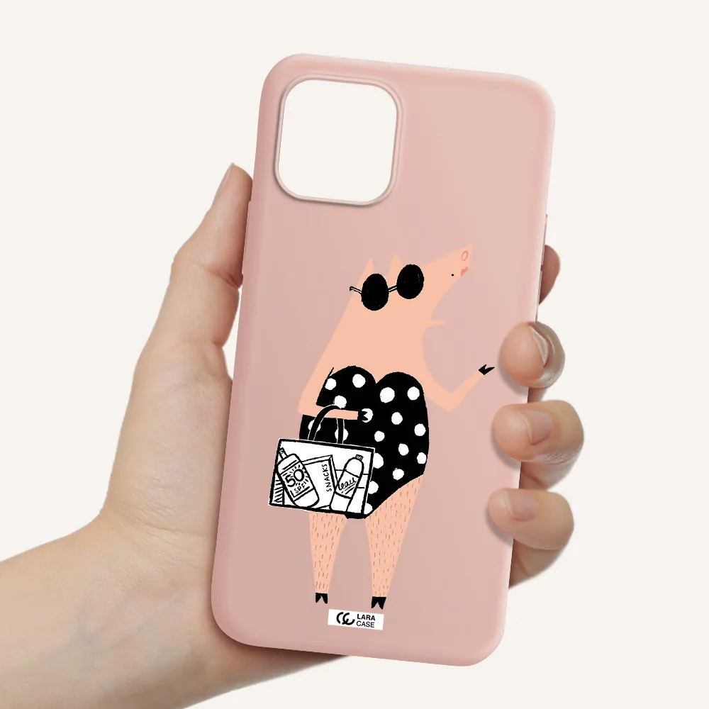Lady Pig Apple iPhone 12 Silicone pastel pink Case